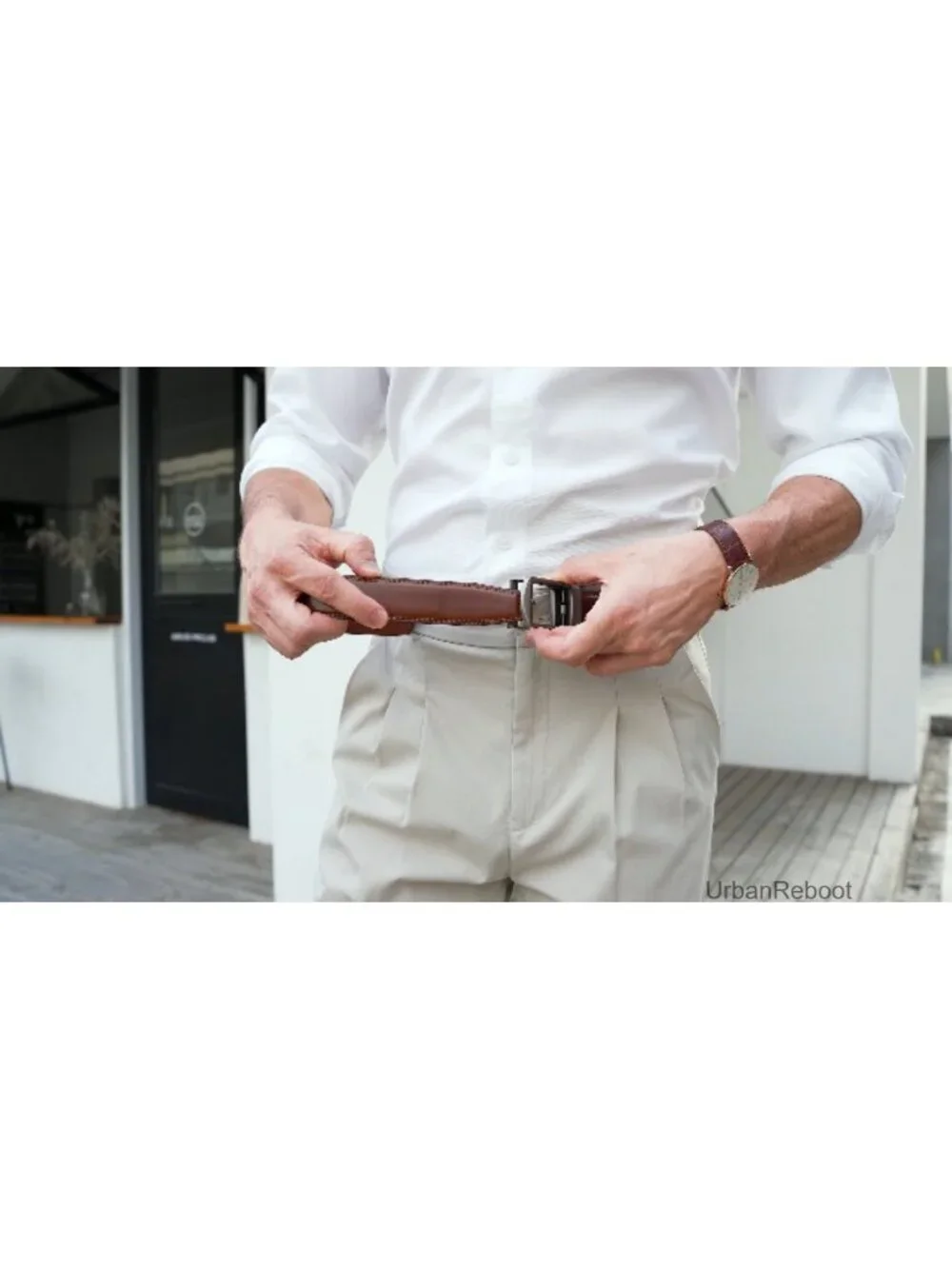 Men's Leather Ratchet Belt Adjustable Trim to Fit Gift Boxed Silver Buckle